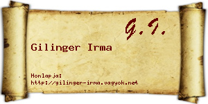 Gilinger Irma névjegykártya