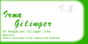 irma gilinger business card